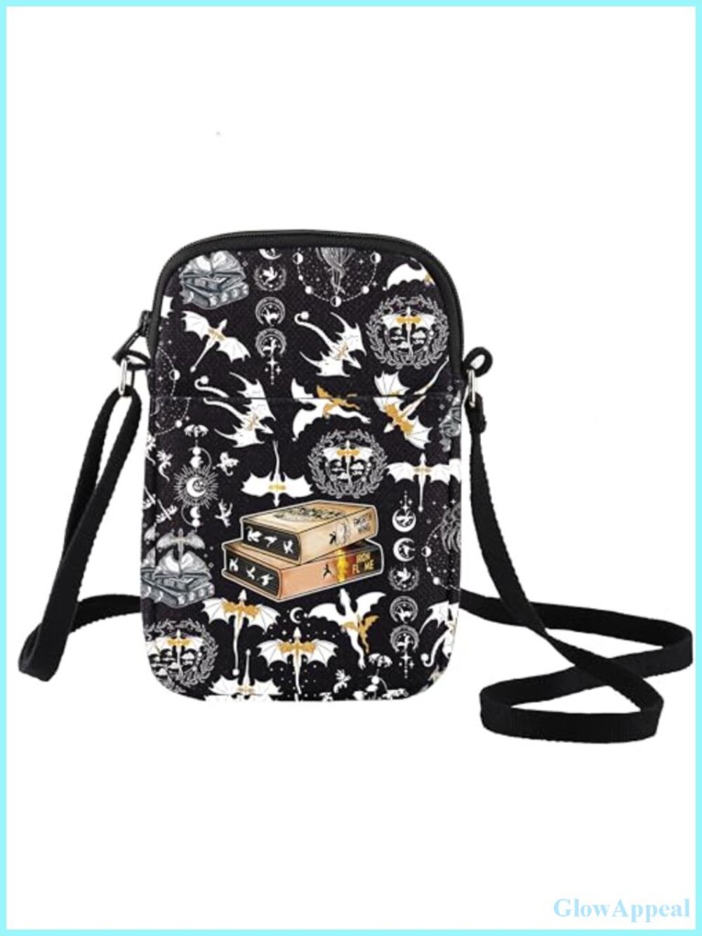 Canvas Crossbody Bag Dragon Rider Bookish Merch Shoulder Bag Fantasy Print